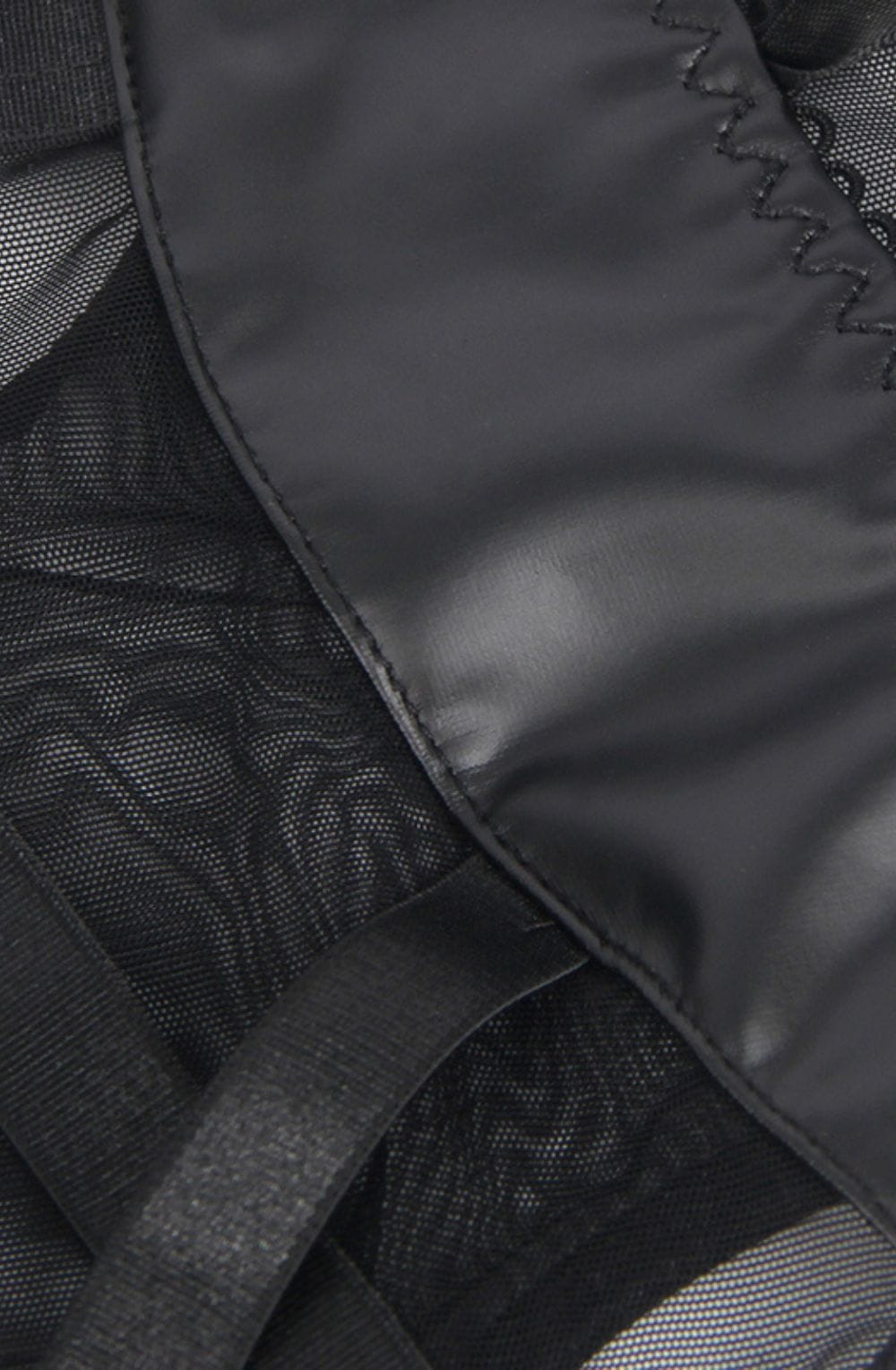 Faux leather and sheer mesh corset texture black luxury lingerie