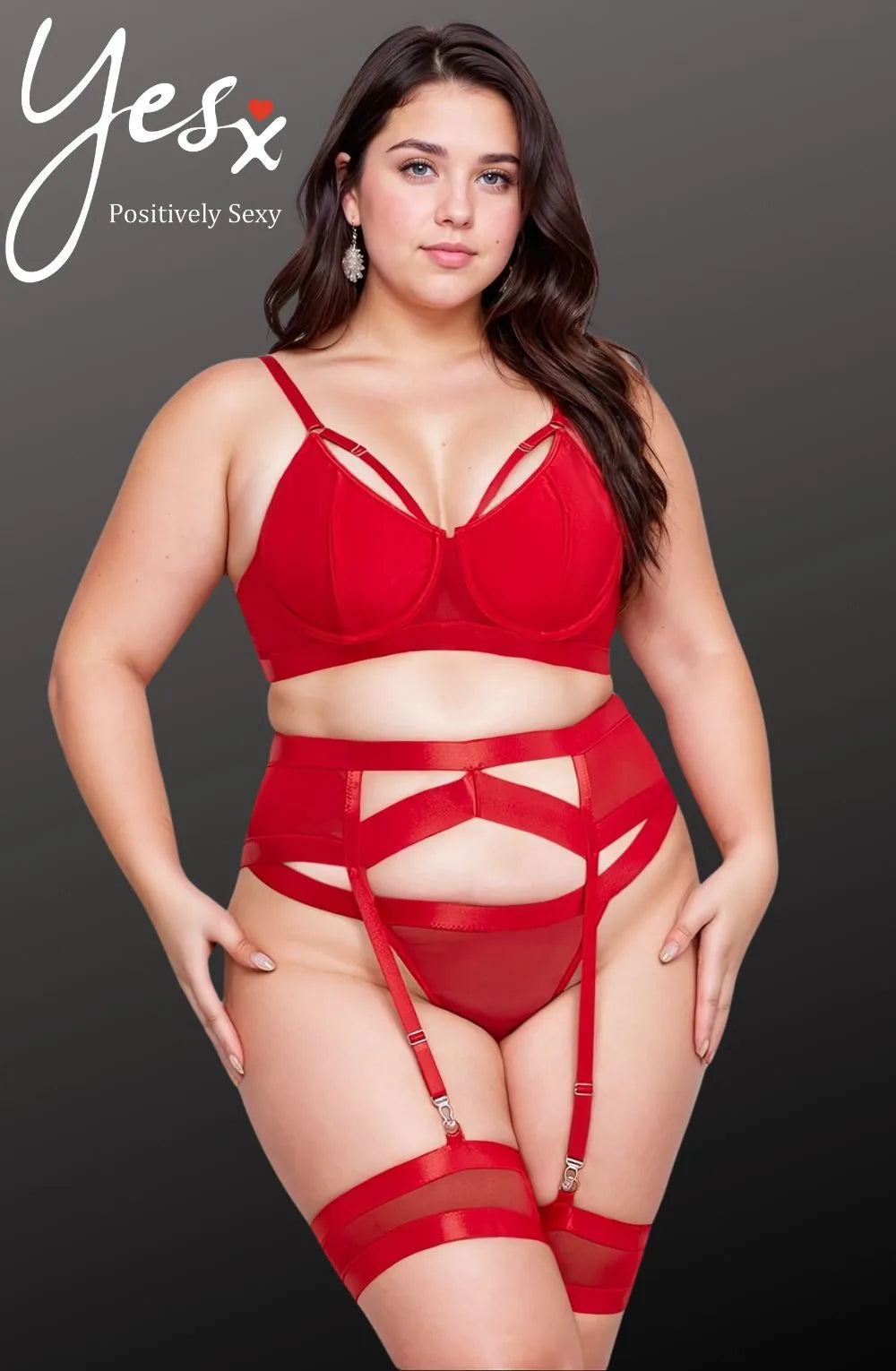 YX870Q Lingerie Set —  Red  — fullfacecover