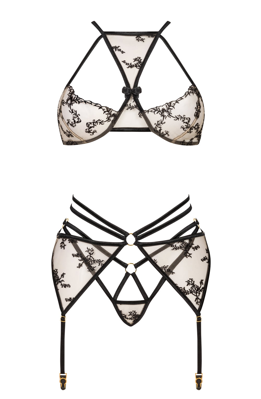 Intricate black lace luxury lingerie texture close up