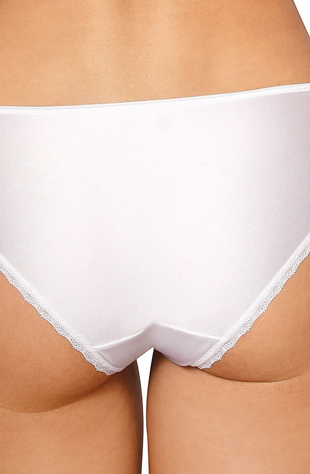 white embroidered brief back close up smooth fabric finish
