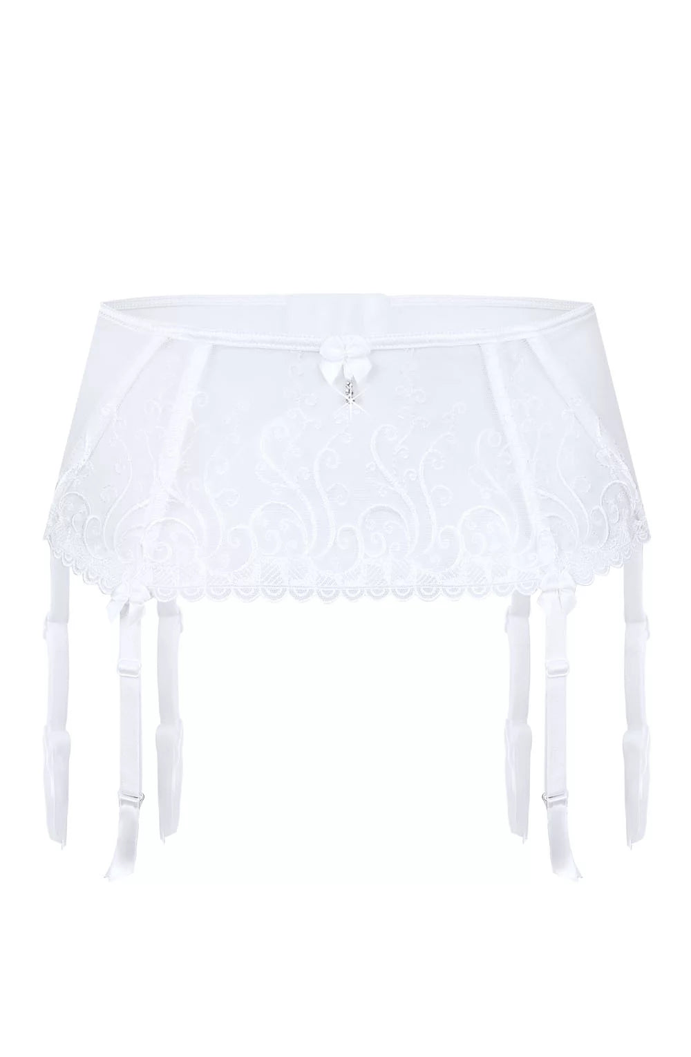 White lace shimmer detail suspender belt