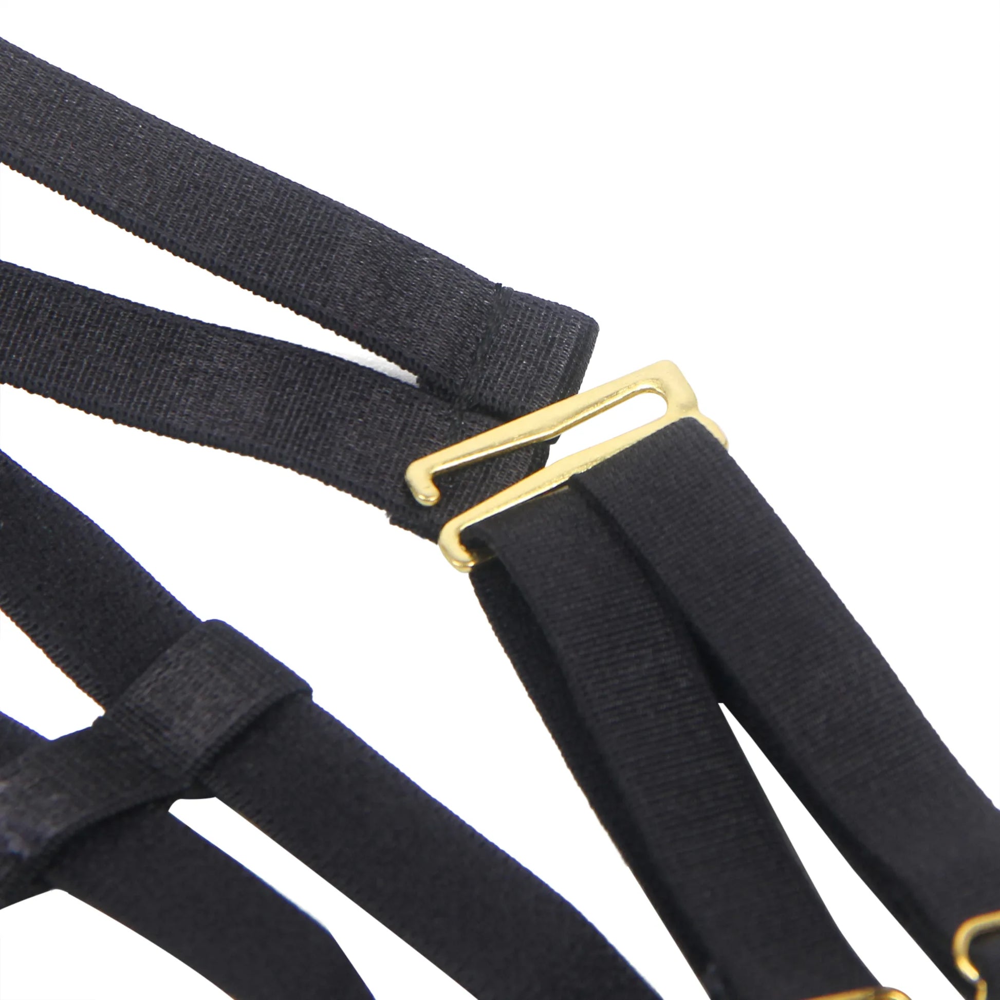 black lingerie back strap detail with ring and adjustable straps