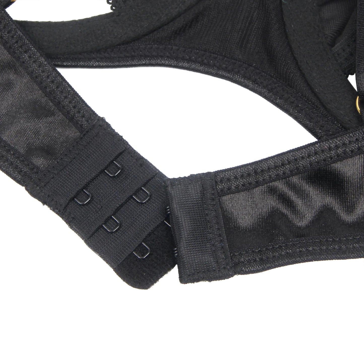 black lingerie adjustable strap with gold clip fastening detail