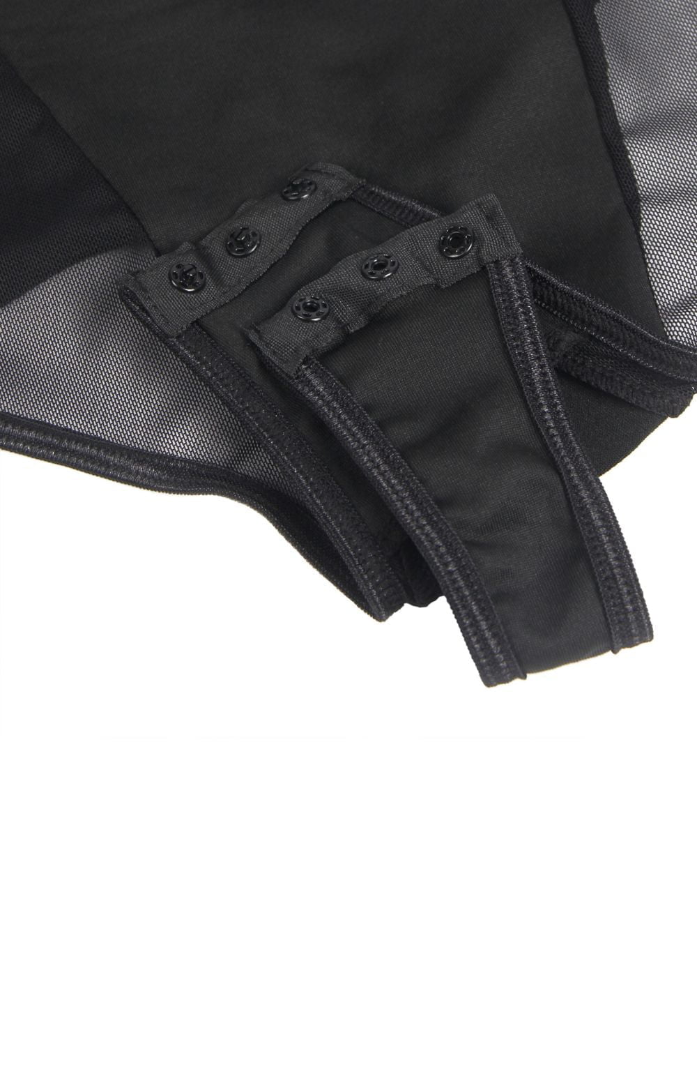 Black mesh bodysuit popper fastening detail luxury lingerie
