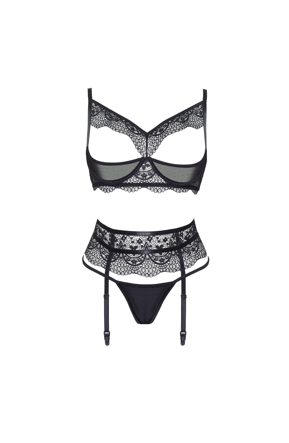 Open cup underwired bra lace lingerie detail