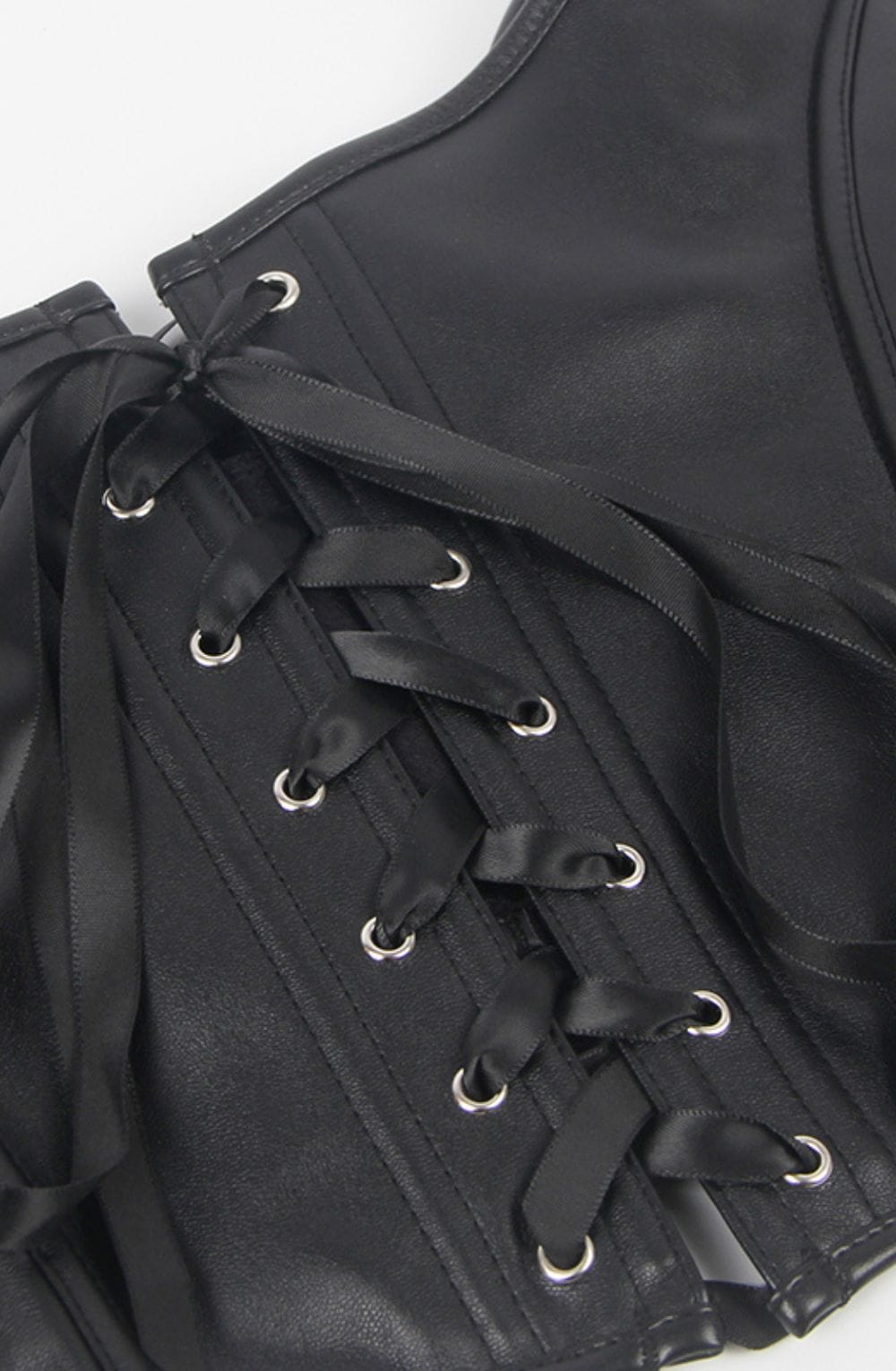 Faux leather corset top lace texture black luxury lingerie