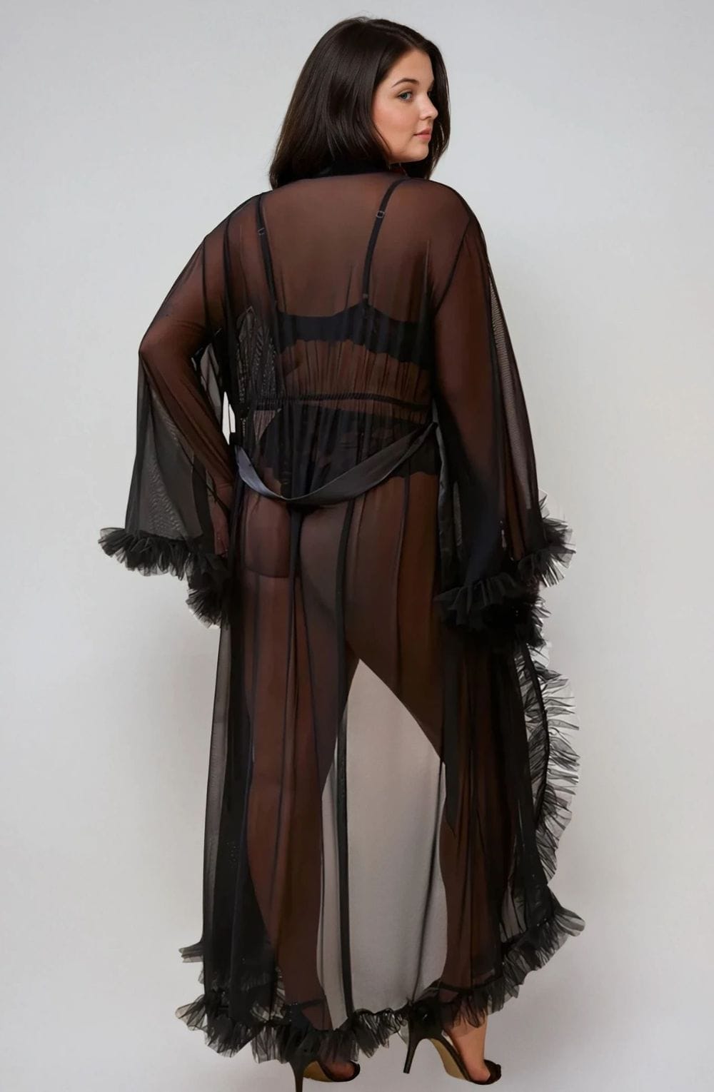 Curve black mesh robe back view