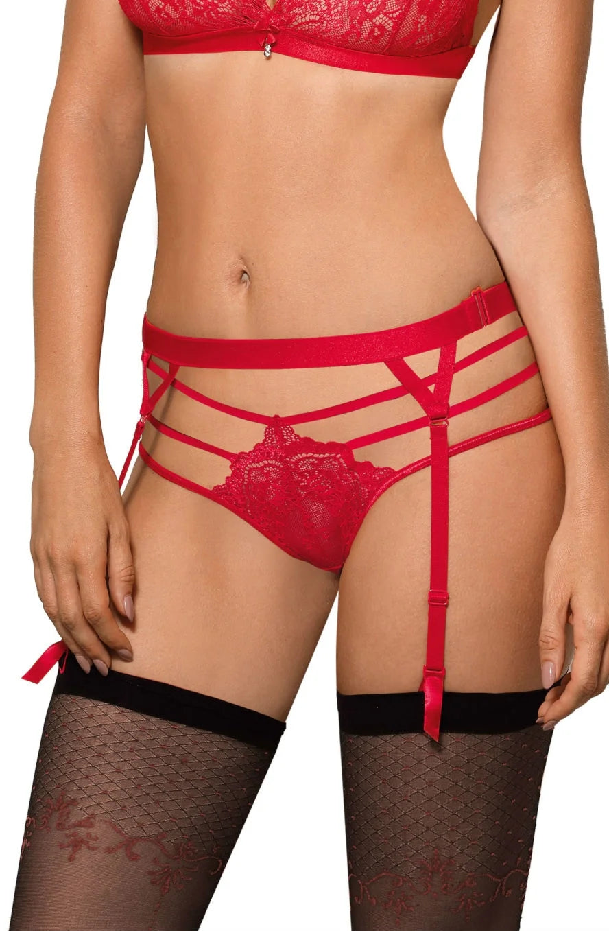 Geometric lace detail red brief