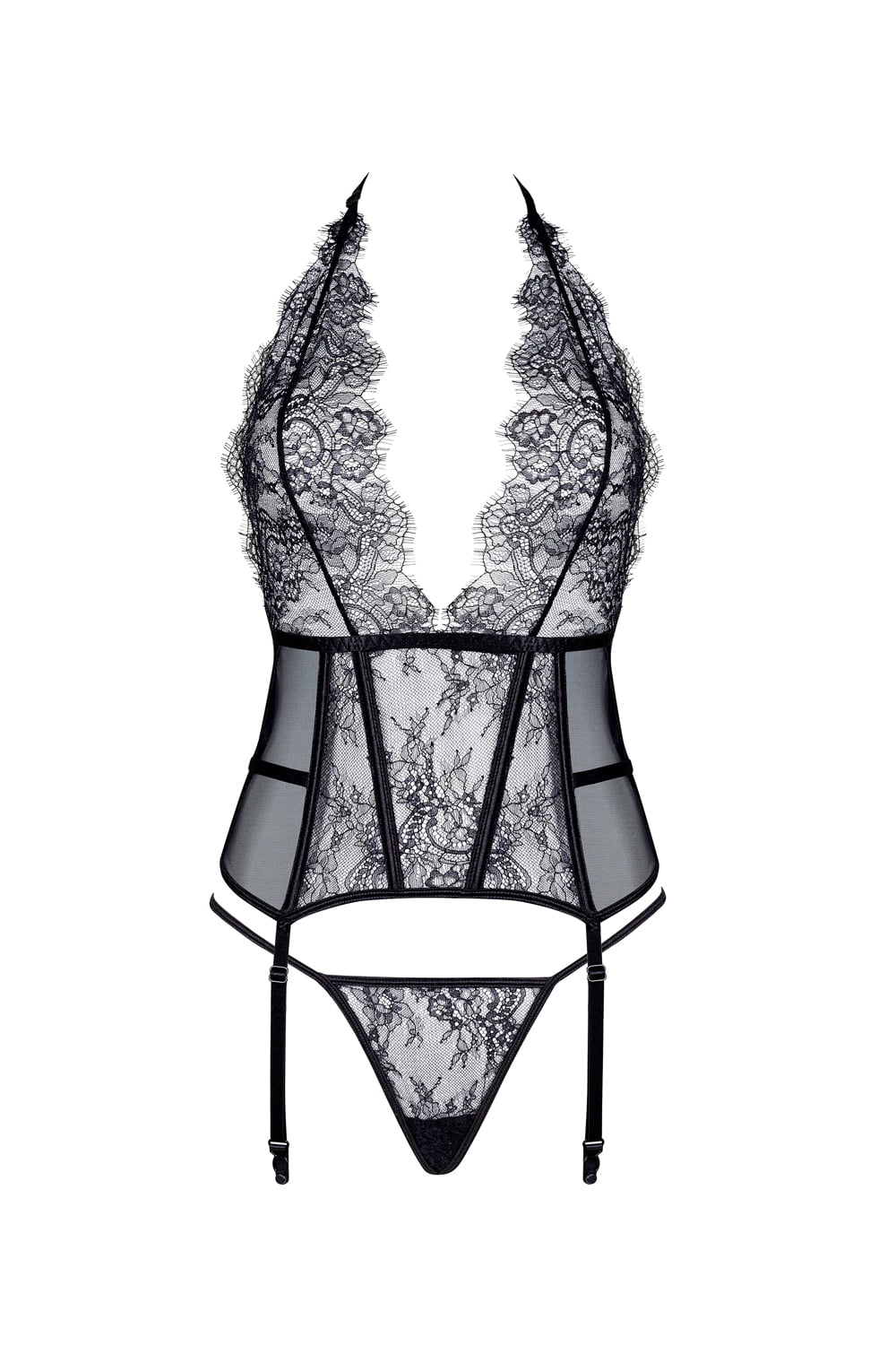 Delicate black lace corset texture luxury lingerie