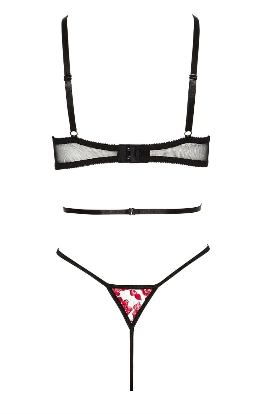 Sparkling bow detail embroidered lace teddy