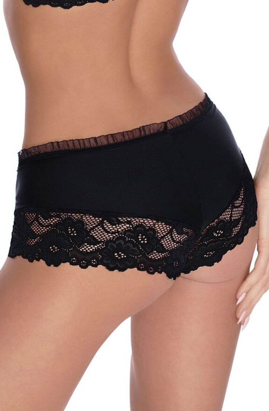 Lace detailing black lingerie shorts