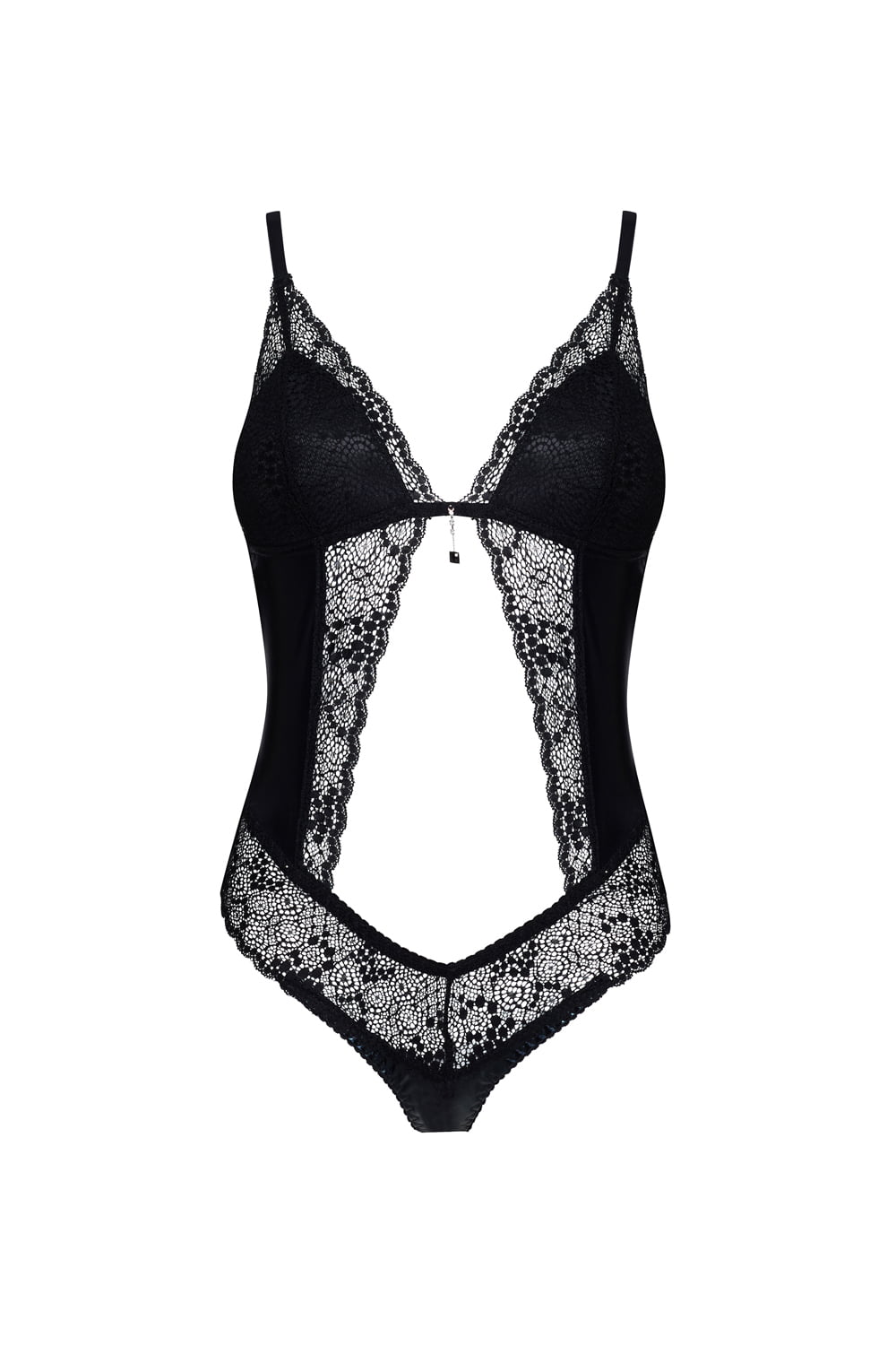 Daring front cut lace teddy detail