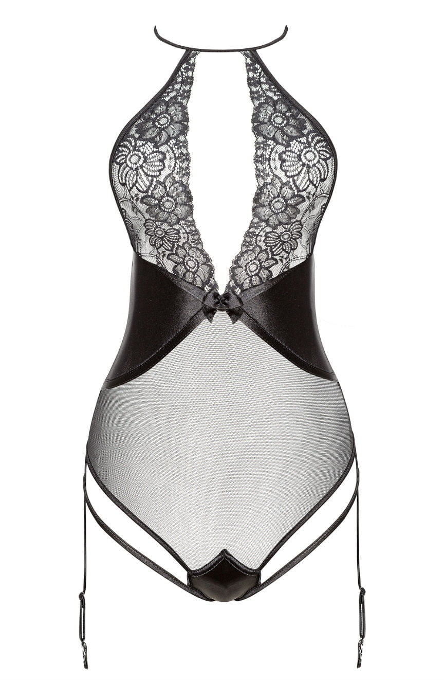 Multiple lace panel detail sculpting teddy