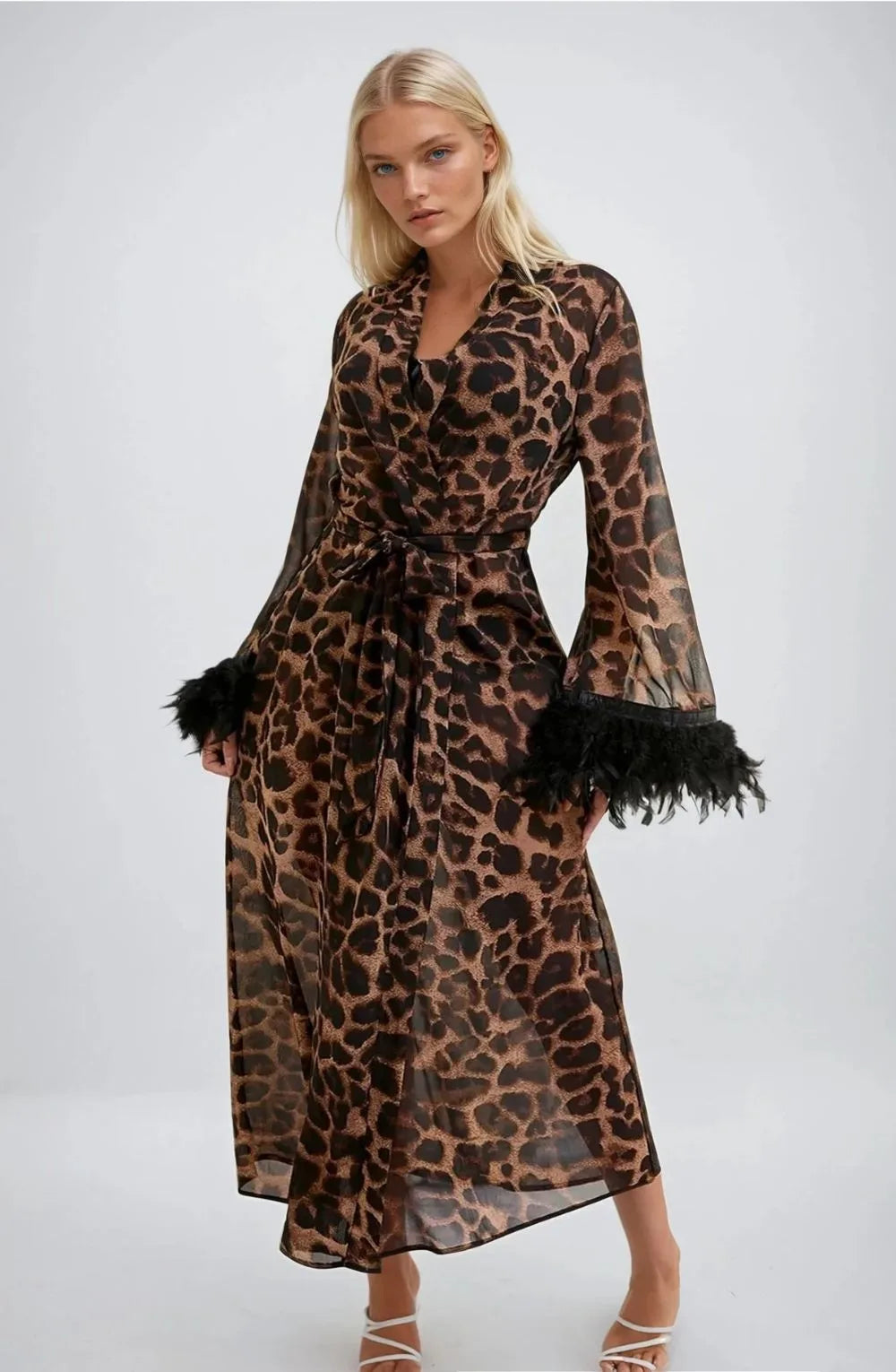 Leopard print sheer fabric