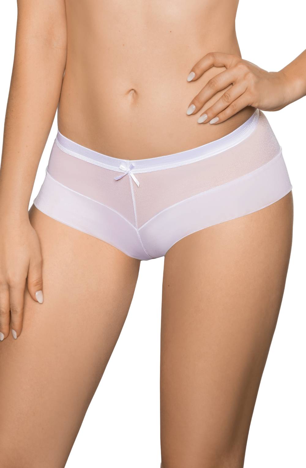 white lace brief front close up smooth fabric detail