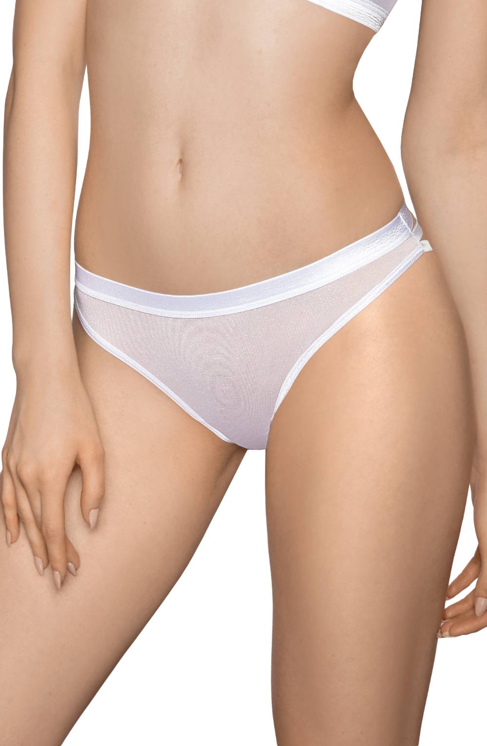white thong close up smooth fabric detail