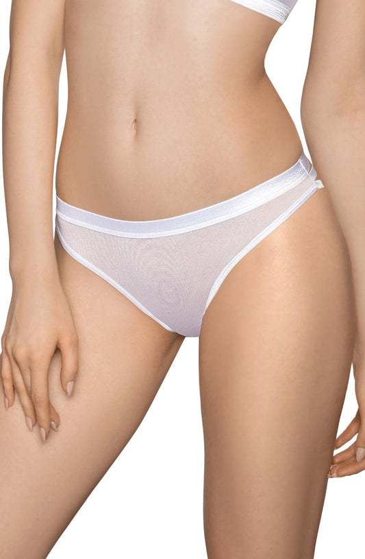 white thong close up smooth fabric detail