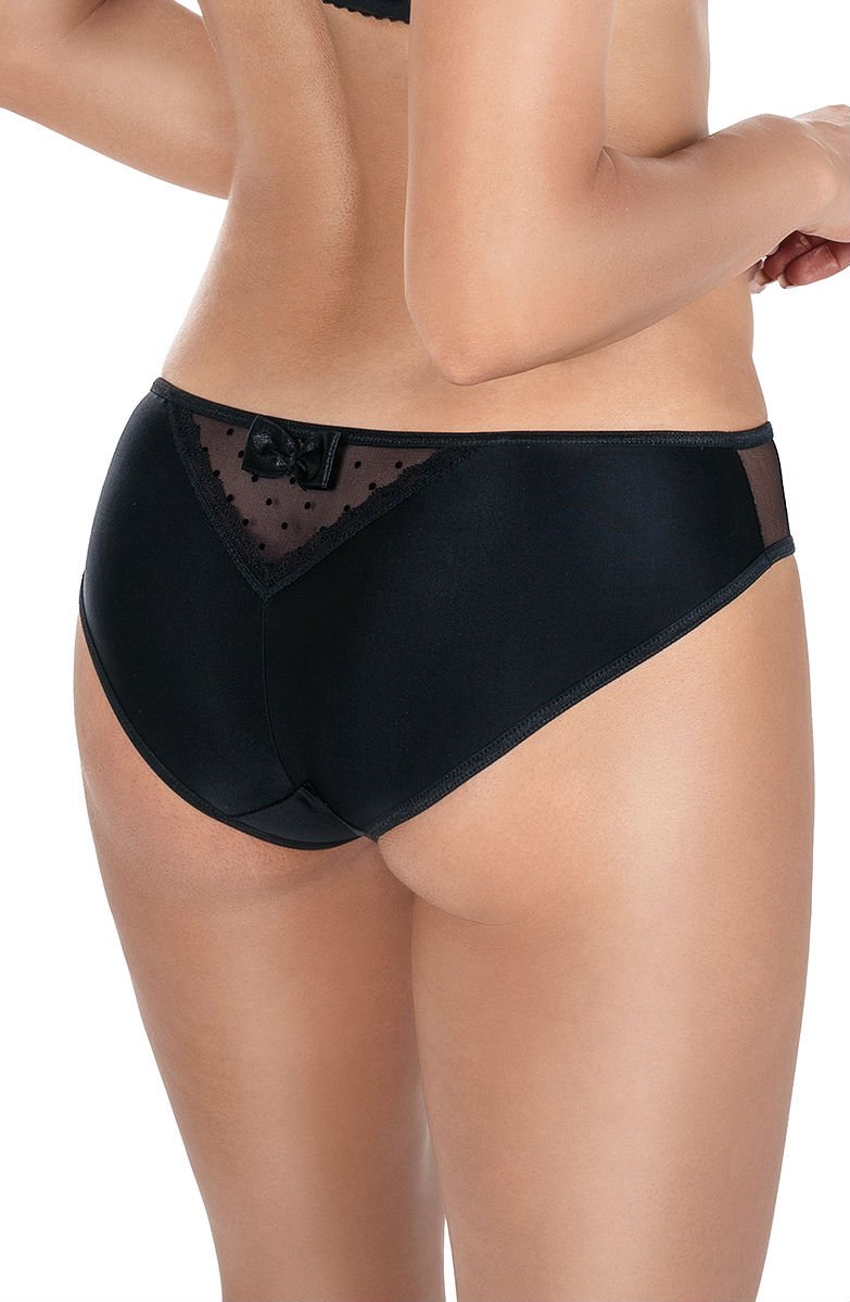 black embroidered brief back close up v shape lace detail