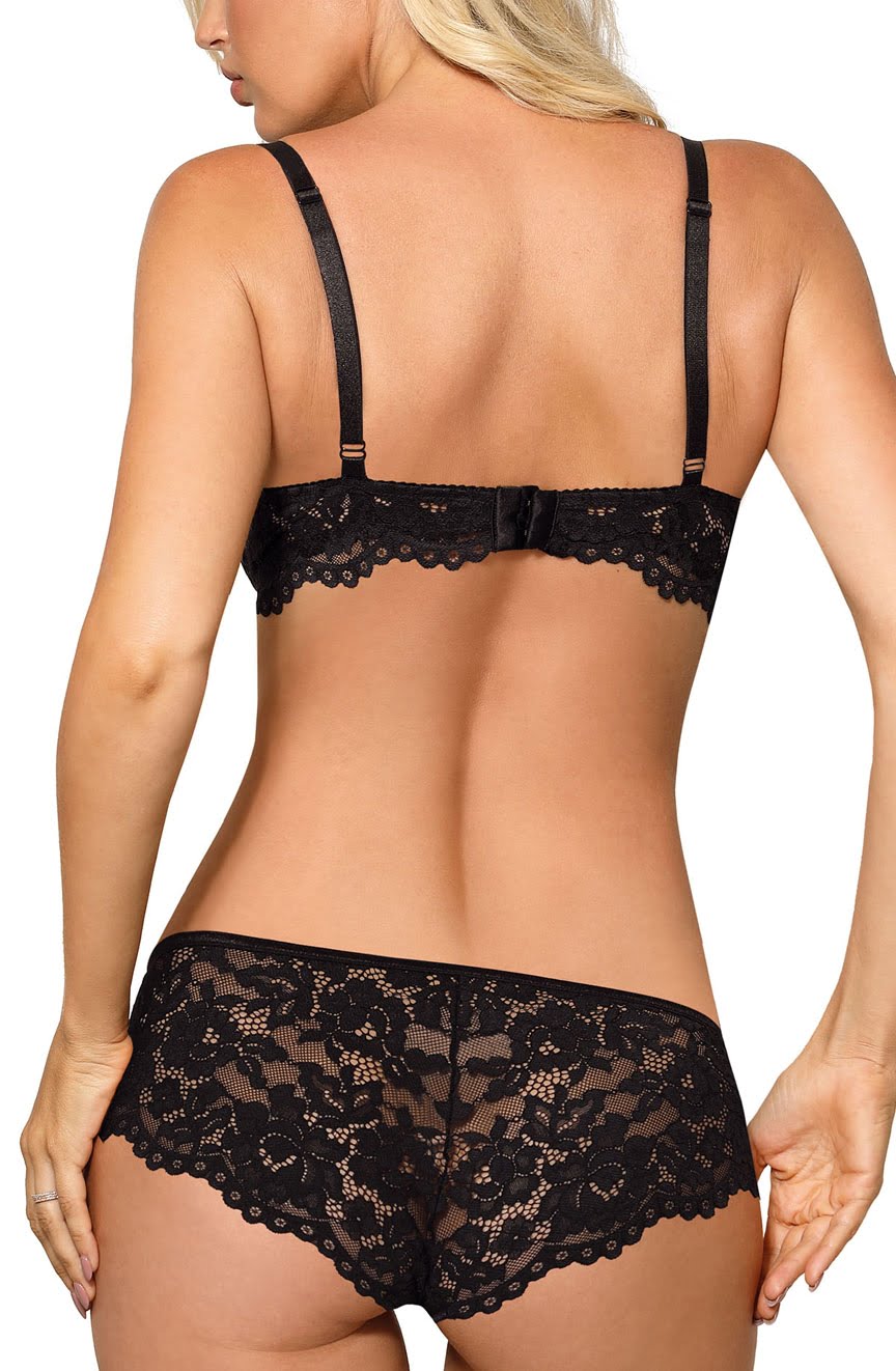 newia lace push up bra black back view lingerie