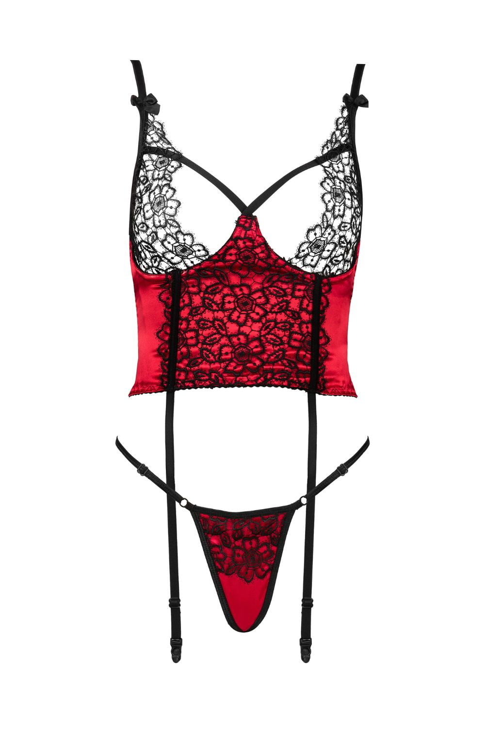 Black red corset semi-open underwire detail