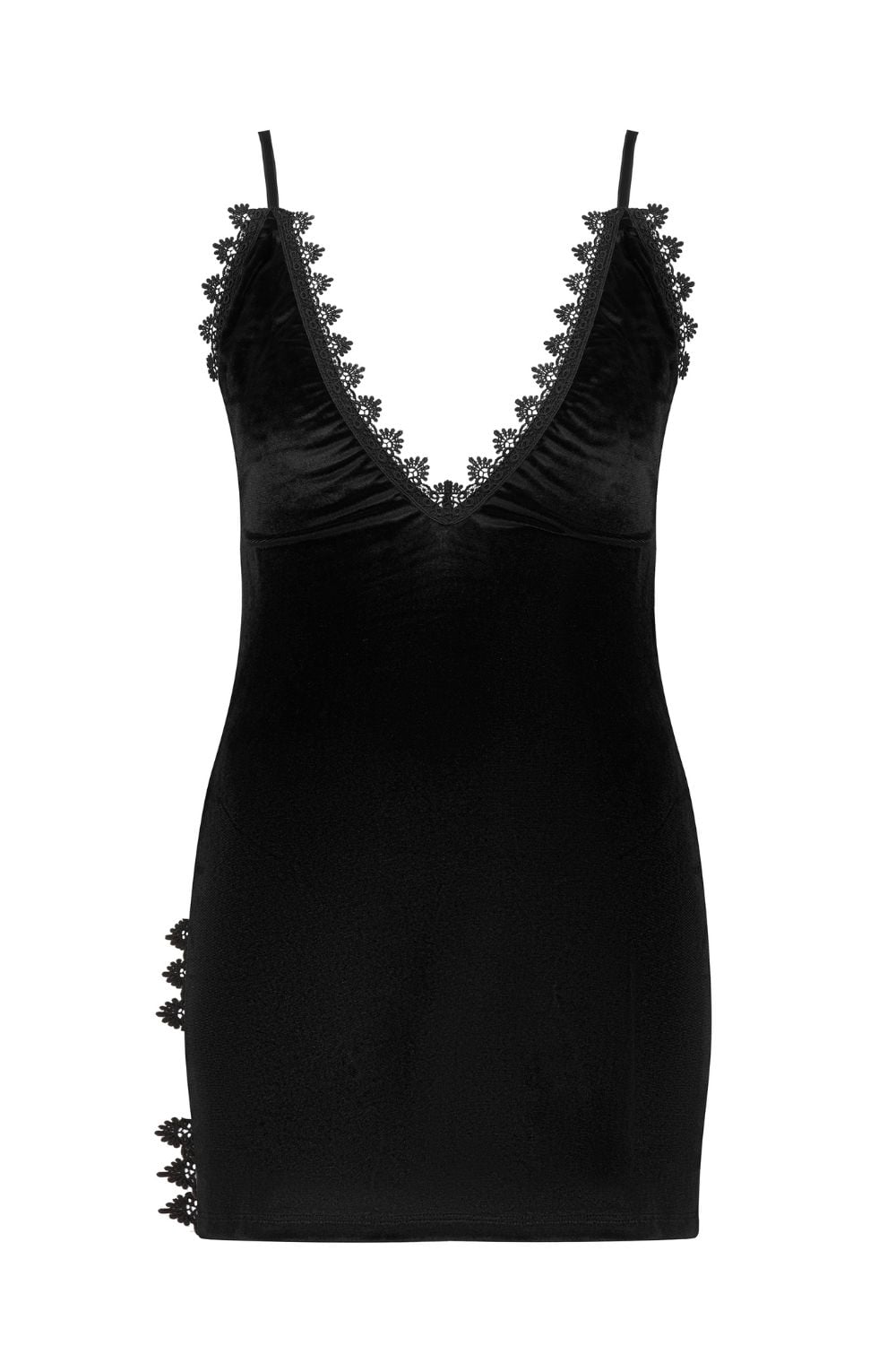 paloma black lingerie mini dress cut detail