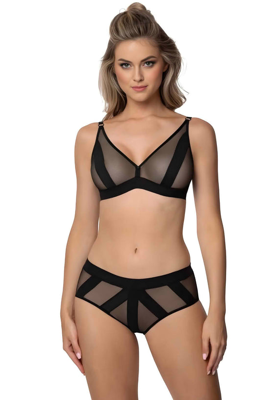 black mesh thong front view sheer transparent fabric [compressed]