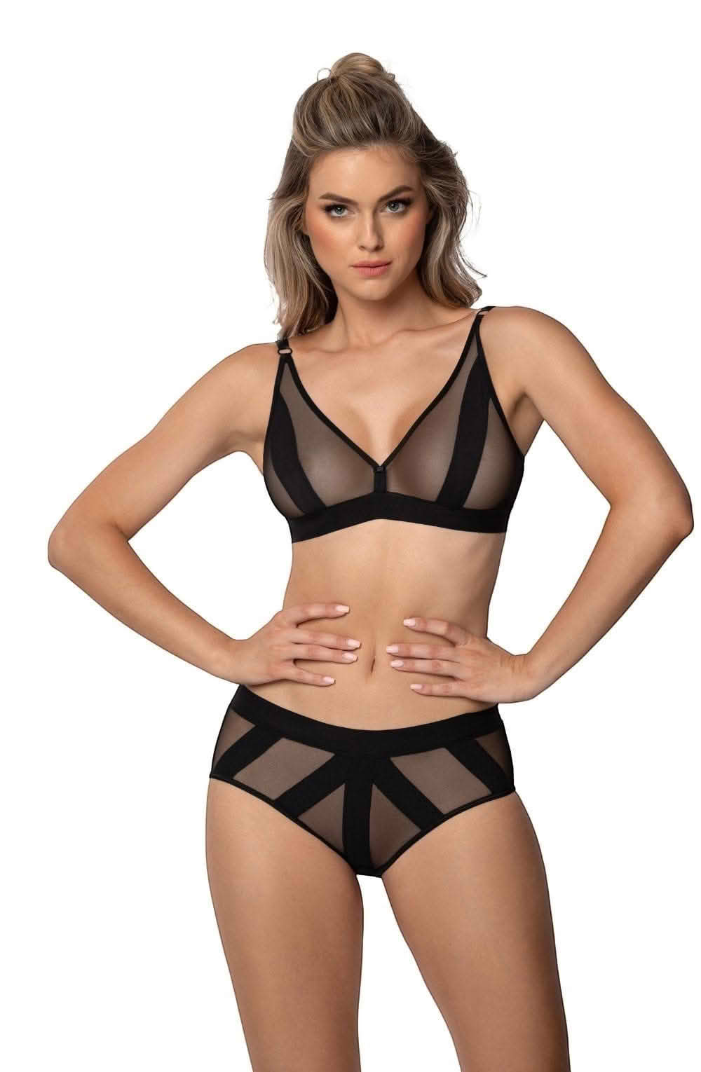 Black sheer mesh soft cup bra luxury lingerie UK [compressed]