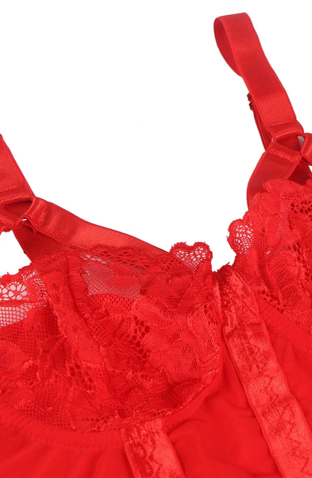 Red lace curve underwire bodysuit cup detail luxury lingerie UK