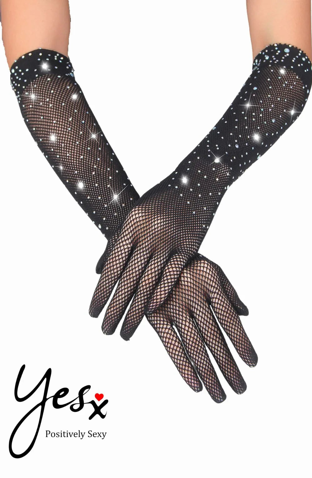 Rhinestone detail luxury lingerie gloves