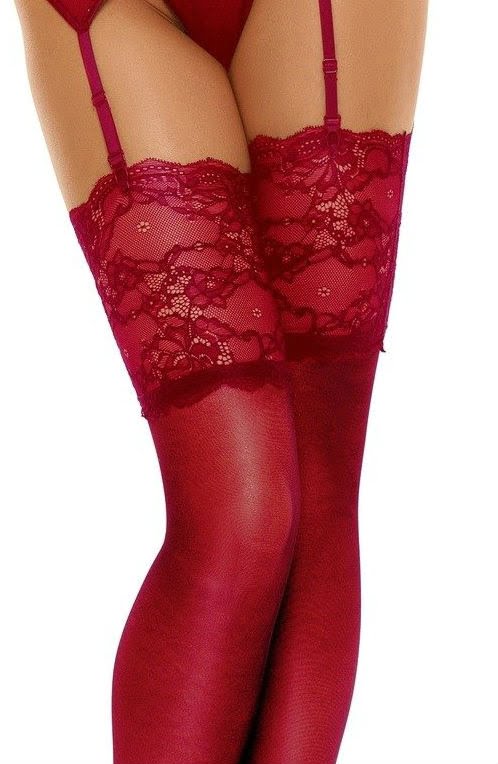 Romance red lace luxury stockings UK