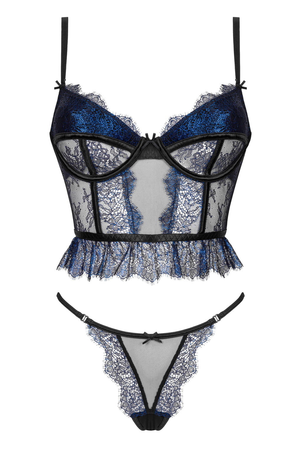 Sapphire blue corset structured bust and lace detail
