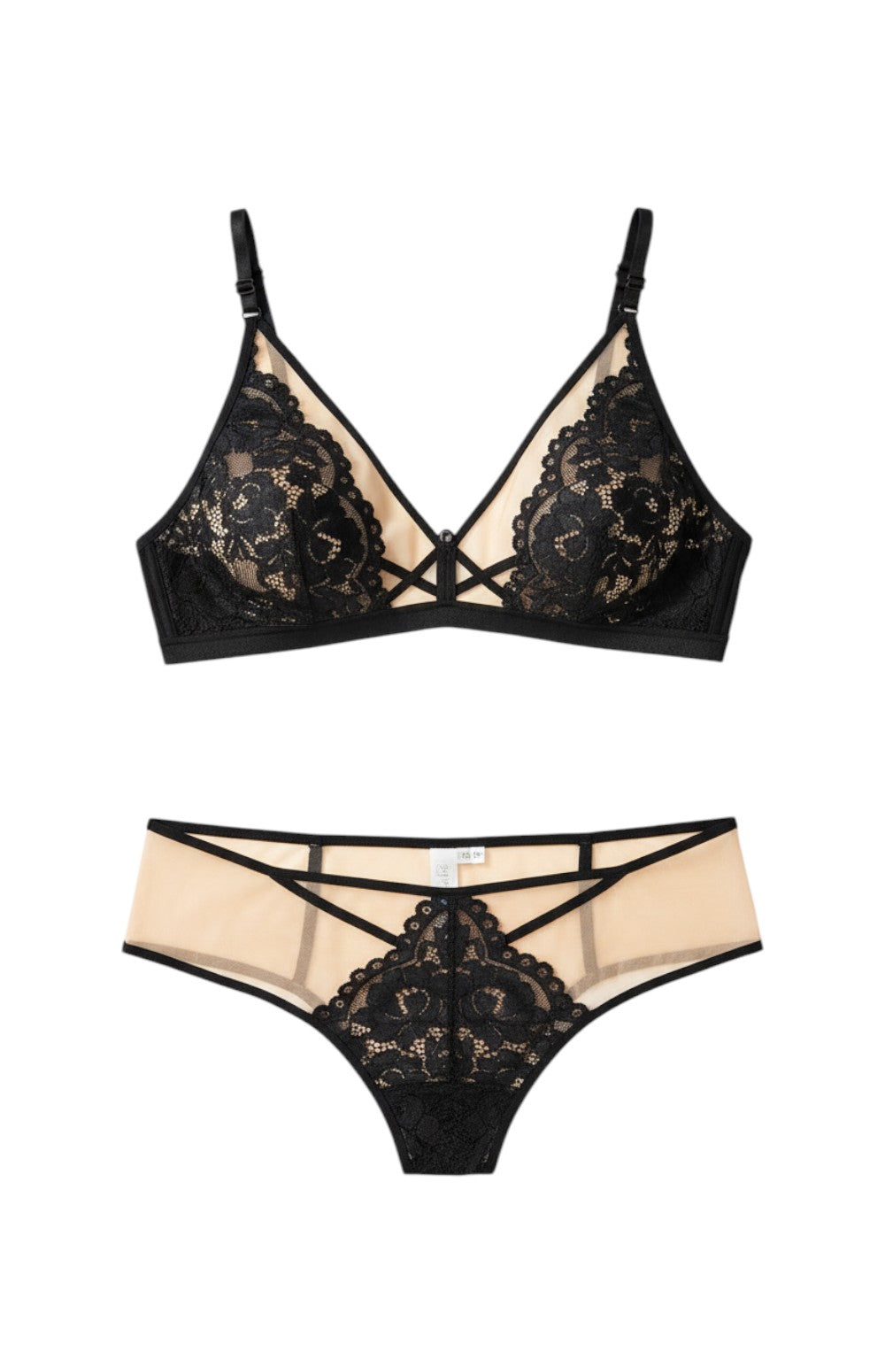 Sintimity Torfi black lace brief with sheer mesh panels and high-cut design.