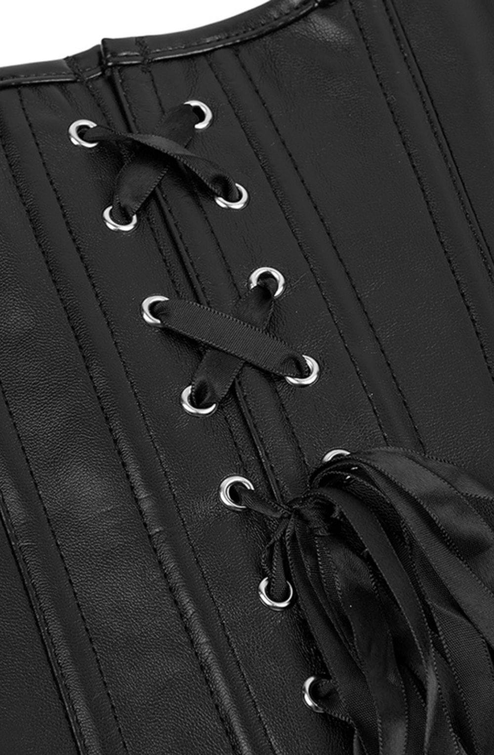 Leather look corset lace black luxury lingerie