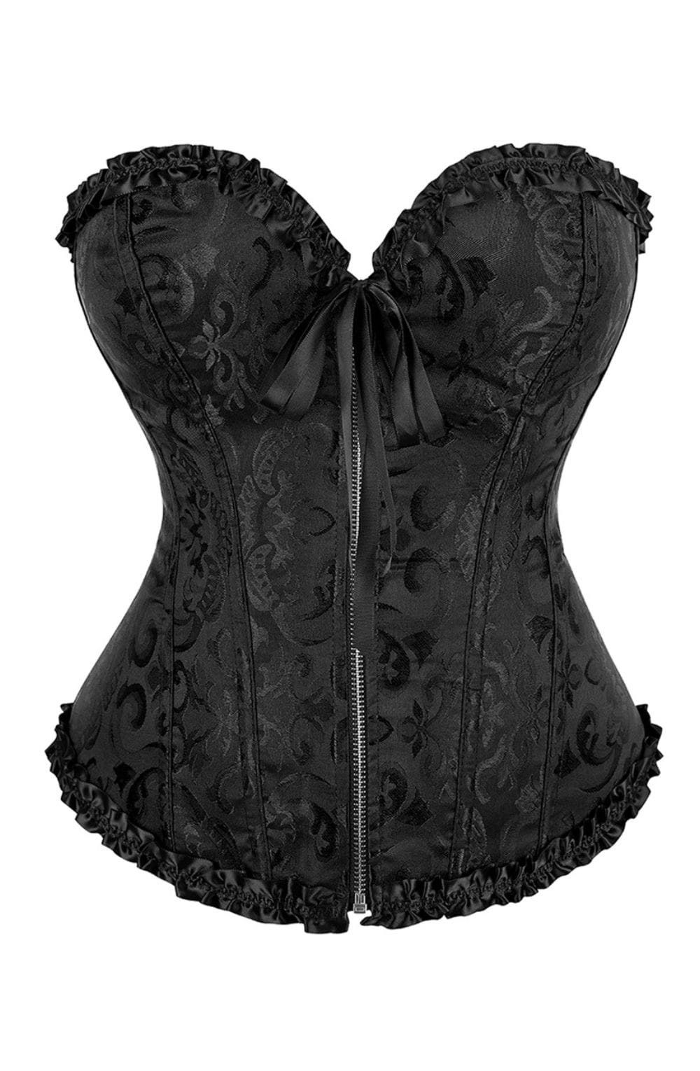 Black vintage lace up corset front view luxury lingerie