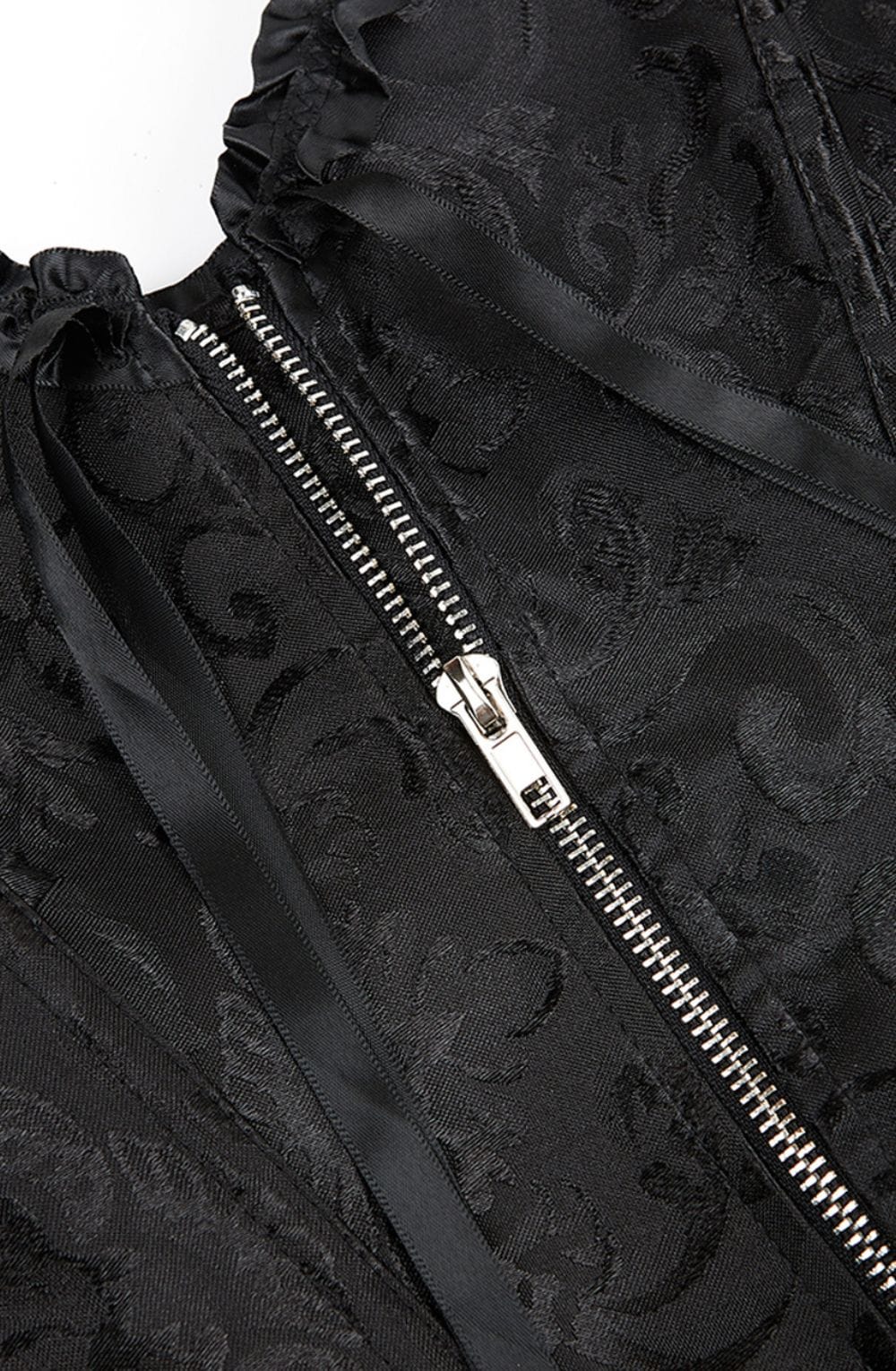 Black vintage corset zipper and lace detail