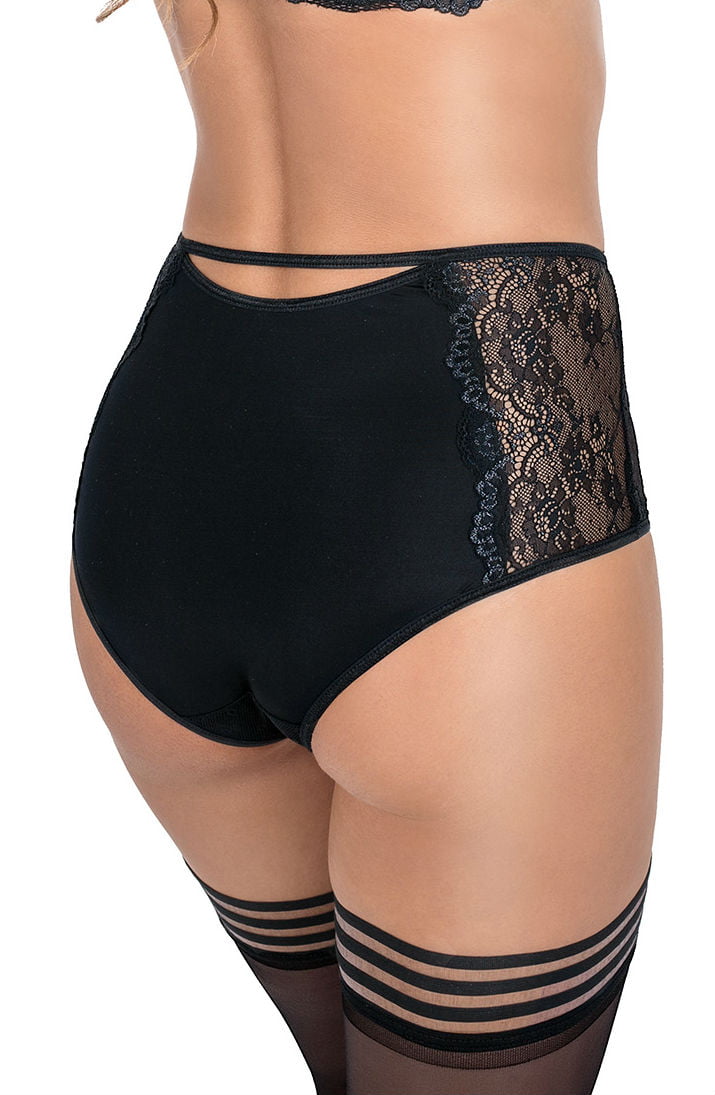 black lace boxer brief back close up cut out and elastic strap detail